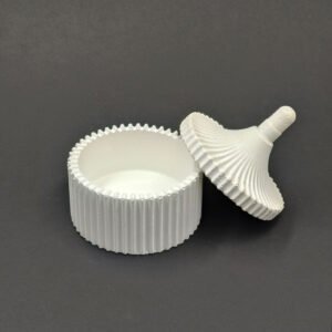 Jewellery Jar Ribbed Pattern with Long Lid- Concrete